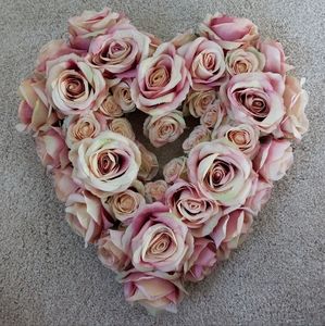 Valerie Parr Hill 14" Vintage Rose Heart-Shaped Wreath (Pink, QVC Item H221714)